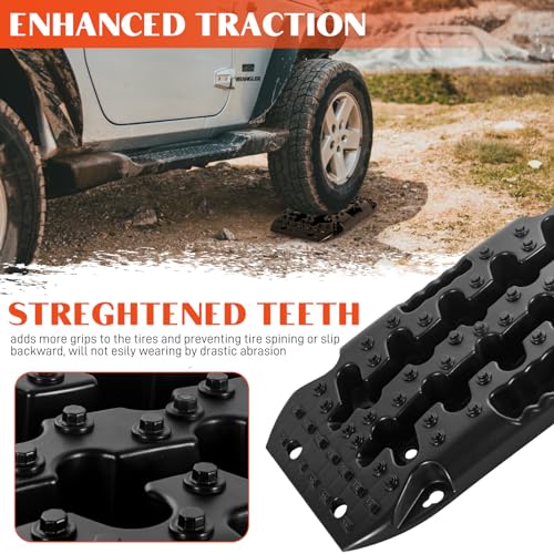 BYERN Auto Tablas de tracción – Tablas de recuperación Todoterreno, Pistas de recuperación Cortas, Mini Alfombrilla de Escalera de neumáticos para Nieve, Barro, Arena, Rescate 4x4 4WD Jeep Truck
