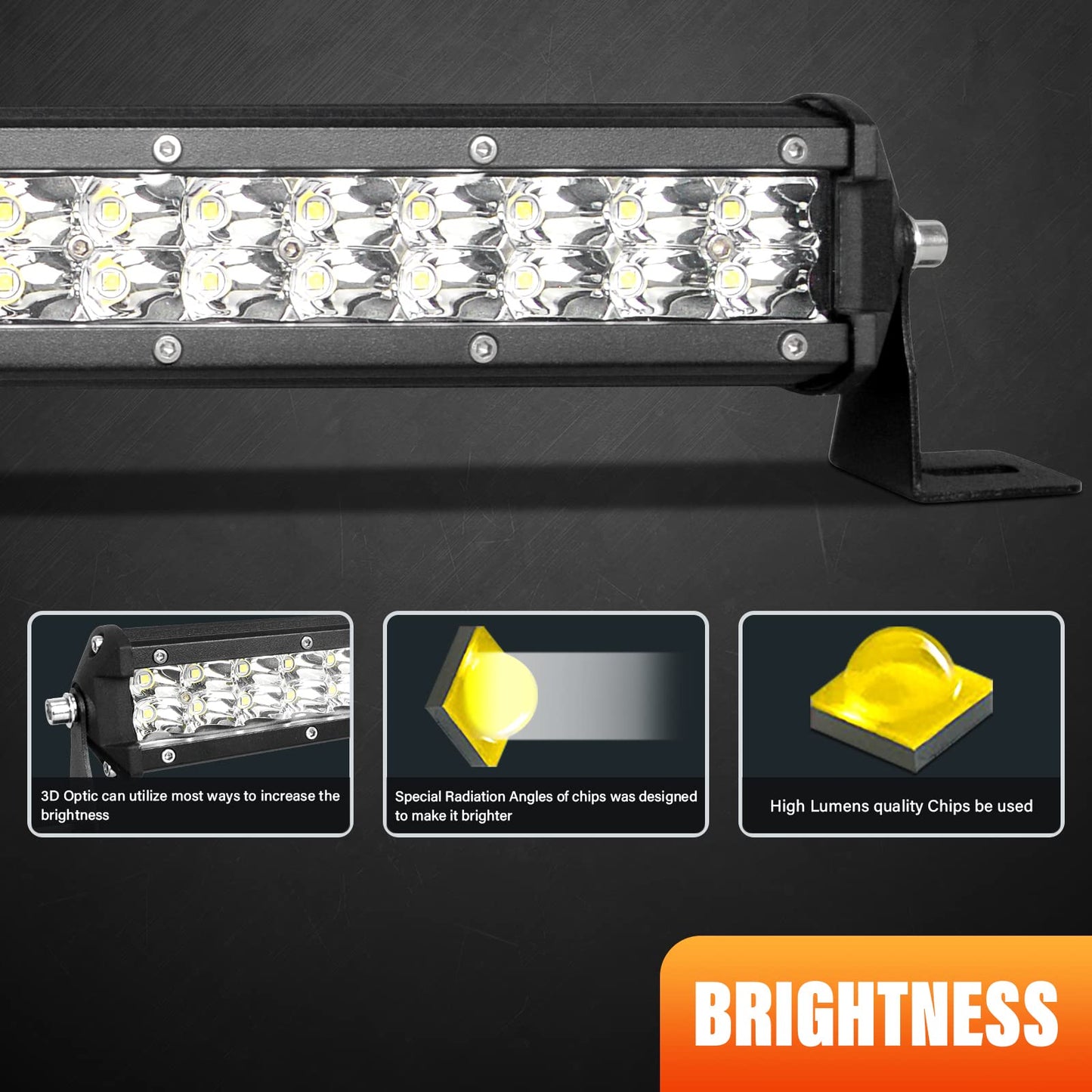 RIGIDON 24 Pulgadas 60 cm 180W foco barra de luz led y 12v kit de cableado, Spot barras luminosas led para off road camión coche ATV todoterreno 4x4 vehículos, 6000K blanca, Impermeable
