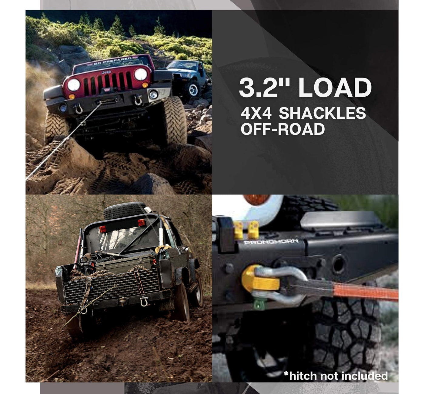 DOJA Industrial | Grillete Lira de Acero ALTA Resistencia | 3,2 Toneladas | Grilletes Eslinga | Grilletes 4x4 Ideales como Remolque Coche, Amarre Toldo y Barco | Grilletes de Acero de Cargas Pesadas
