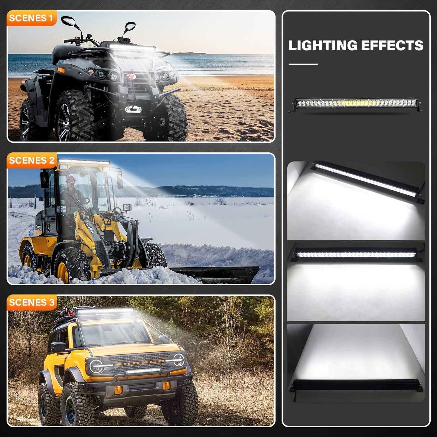 RIGIDON 24 Pulgadas 60 cm 180W foco barra de luz led y 12v kit de cableado, Spot barras luminosas led para off road camión coche ATV todoterreno 4x4 vehículos, 6000K blanca, Impermeable
