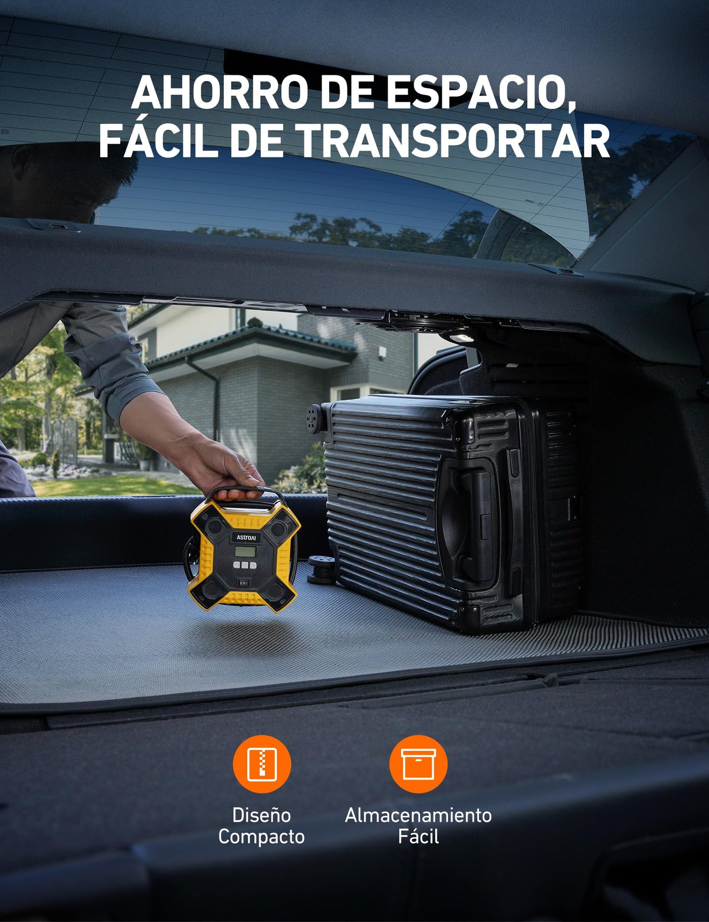 AstroAI Inflador Ruedas Coche de 160 PSI 12V con Larga Vida Útil, Compresor Aire Portátil, Compresor Aire Coche, Hinchador Ruedas Coche con Luz LED, Pantalla Digital y Manómetro para Coche y Etc.