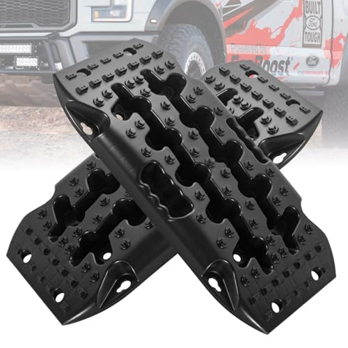 BYERN Auto Tablas de tracción – Tablas de recuperación Todoterreno, Pistas de recuperación Cortas, Mini Alfombrilla de Escalera de neumáticos para Nieve, Barro, Arena, Rescate 4x4 4WD Jeep Truck