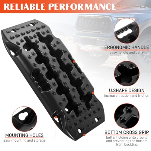 BYERN Auto Tablas de tracción – Tablas de recuperación Todoterreno, Pistas de recuperación Cortas, Mini Alfombrilla de Escalera de neumáticos para Nieve, Barro, Arena, Rescate 4x4 4WD Jeep Truck