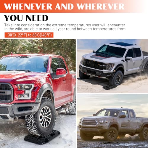BYERN Auto Tablas de tracción – Tablas de recuperación Todoterreno, Pistas de recuperación Cortas, Mini Alfombrilla de Escalera de neumáticos para Nieve, Barro, Arena, Rescate 4x4 4WD Jeep Truck