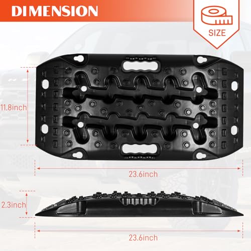BYERN Auto Tablas de tracción – Tablas de recuperación Todoterreno, Pistas de recuperación Cortas, Mini Alfombrilla de Escalera de neumáticos para Nieve, Barro, Arena, Rescate 4x4 4WD Jeep Truck