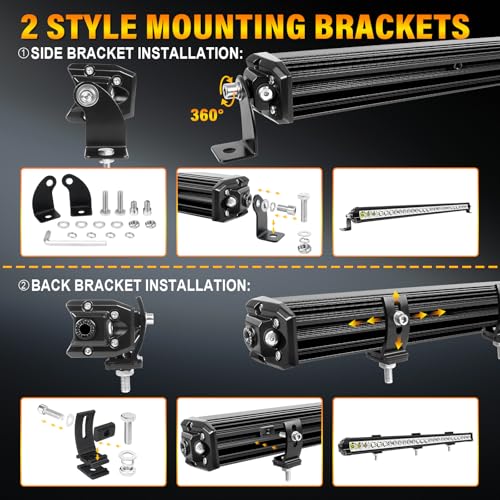 RIGIDON 29 Pulgadas 73 cm 90W 9000LM barra de luz led, 12V 24V Unica fila barra luminosas led para off road camión coche ATV SUV 4x4, Foco Inundación Combo, lámpara de conducción 6000K, Impermeable