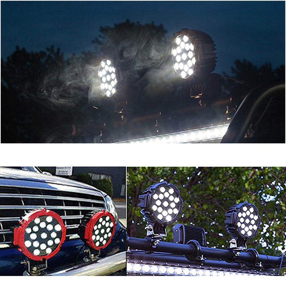 RIGIDON 2 Pcs Faros trabajo led redondo, Negro 7 pulgadas 51W, lámpara trabajo led para off road camión coche SUV 4x4 Tractor, 12v 24v faros antiniebla,6000K Floodlight, off road led lights