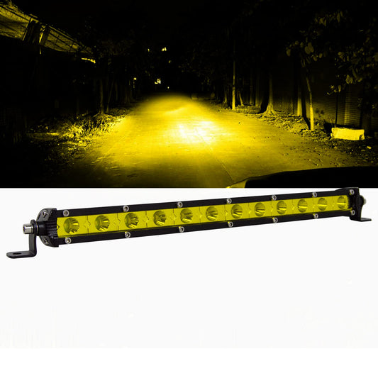 RIGIDON Amarillo Barra de luz led, 12V 24V 13 Pulgadas 60W, Unica Fila Delgado Barras Luminosas led para Off Road camión Coche ATV SUV 4x4 Todoterreno, Lampara Foco, 3000k Faros antiniebla