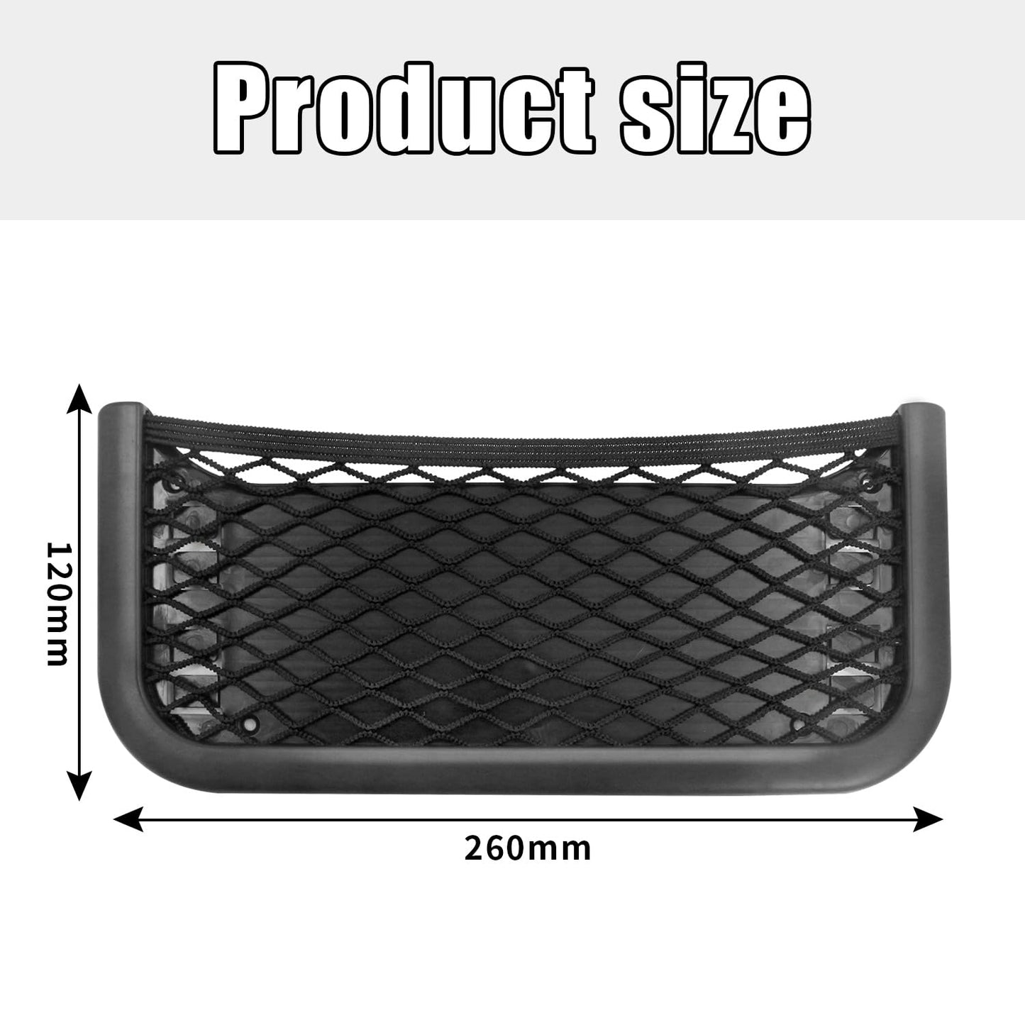 Red Bolso Coche Organizador Maletero - 2 Piezas Bolsa de Malla para Maletero, Universal Redes de Almacenamiento Autoadhesivo para Caravanas, Camiones y Autocaravanas (26 x 12 cm, Negro)