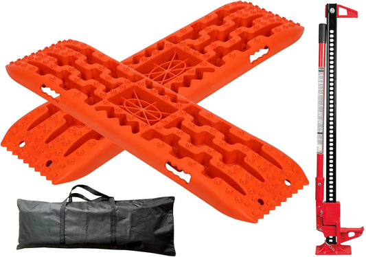 Gato de trinquete HI-Lift y Placas de traccion Todoterreno para desatascar Coche de Arena, Barro, Nieve (2 Piezas)