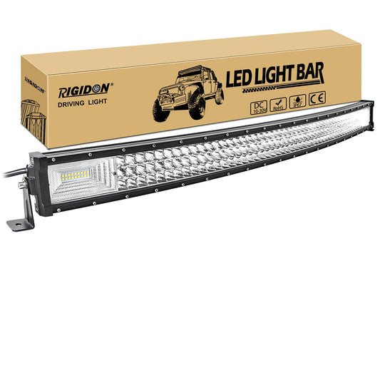 RIGIDON 42 Pulgadas 105 cm 540W delgado curva barra de luz led, 12V 24V Tri fila barras luminosas led para off road camión coche ATV SUV 4x4, Foco Inundación Combo, lámpara de conducción 6000K
