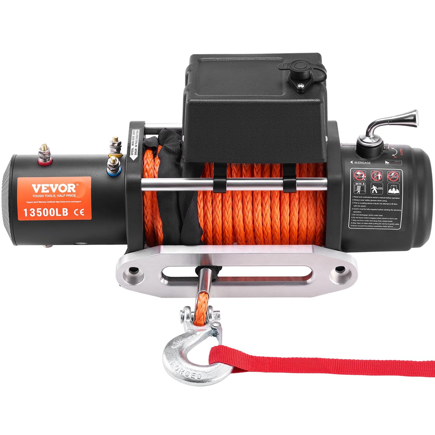 VEVOR Cabrestante Eléctrico 6123 kg 12 V CC Cuerda Sintética Guía de Cable Control Remoto Inalámbrico y por Cable Impermeable IP55 para Remolcar SUV Todoterreno, Jeep, Camión, Remolque, Barco