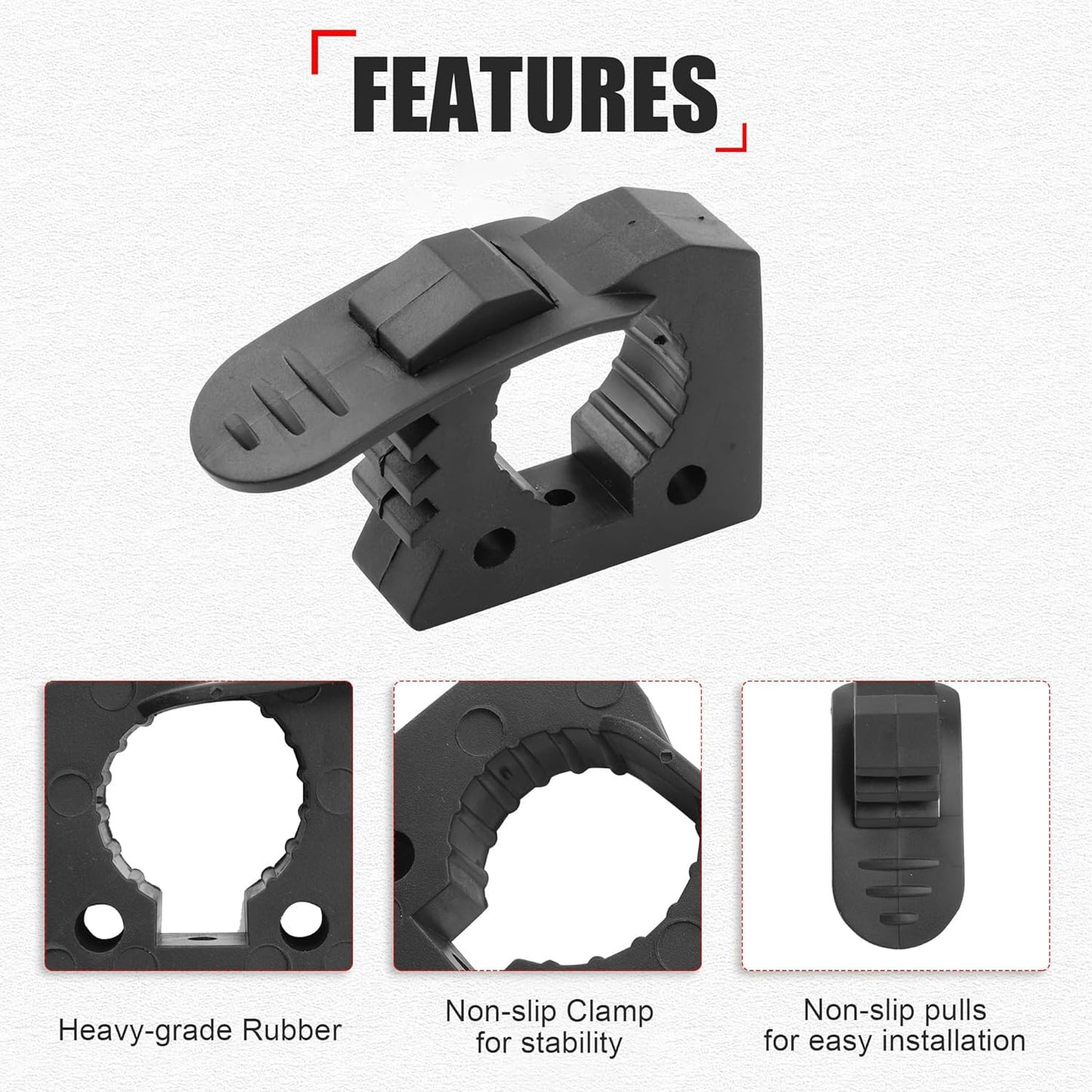 Greluma 2 piezas Soporte para pala, abrazadera de goma de liberación rápida, compatible con mangos de herramientas de 3 a 4 cm de diámetro para camiones, UTV, ATV, todoterrenos y 4x4.