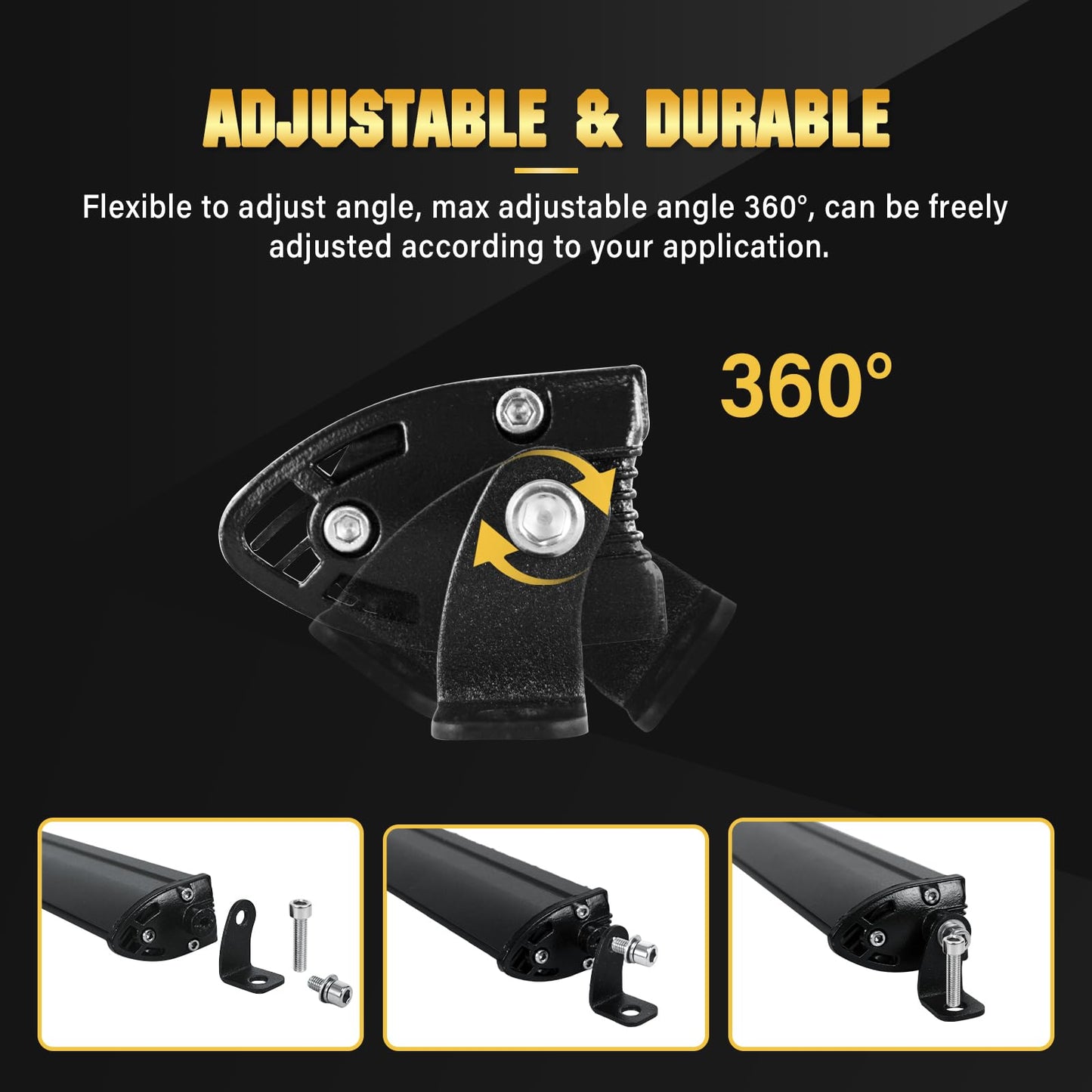 RIGIDON Amarillo Barra de luz led, 12V 24V 13 Pulgadas 60W floodlights, Unica Fila Barras Luminosas led para Off Road camión Coche ATV SUV 4x4 Todoterreno, luz inundacion , 3000k Faros antiniebla
