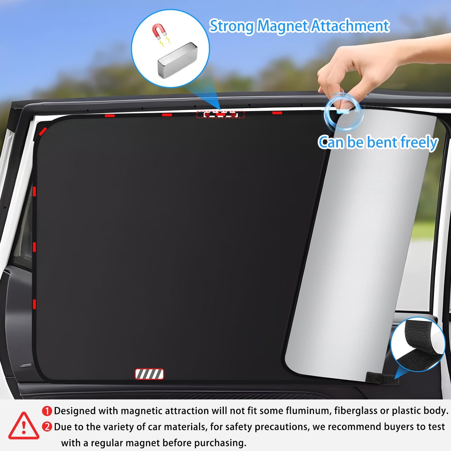 XCBYT Parasol Lateral Magnético 4 Unidades, Ventanas Traseras Coche, Protector Solar, Cortinas, Oscurecedor, Protección UV y Contra el Calor