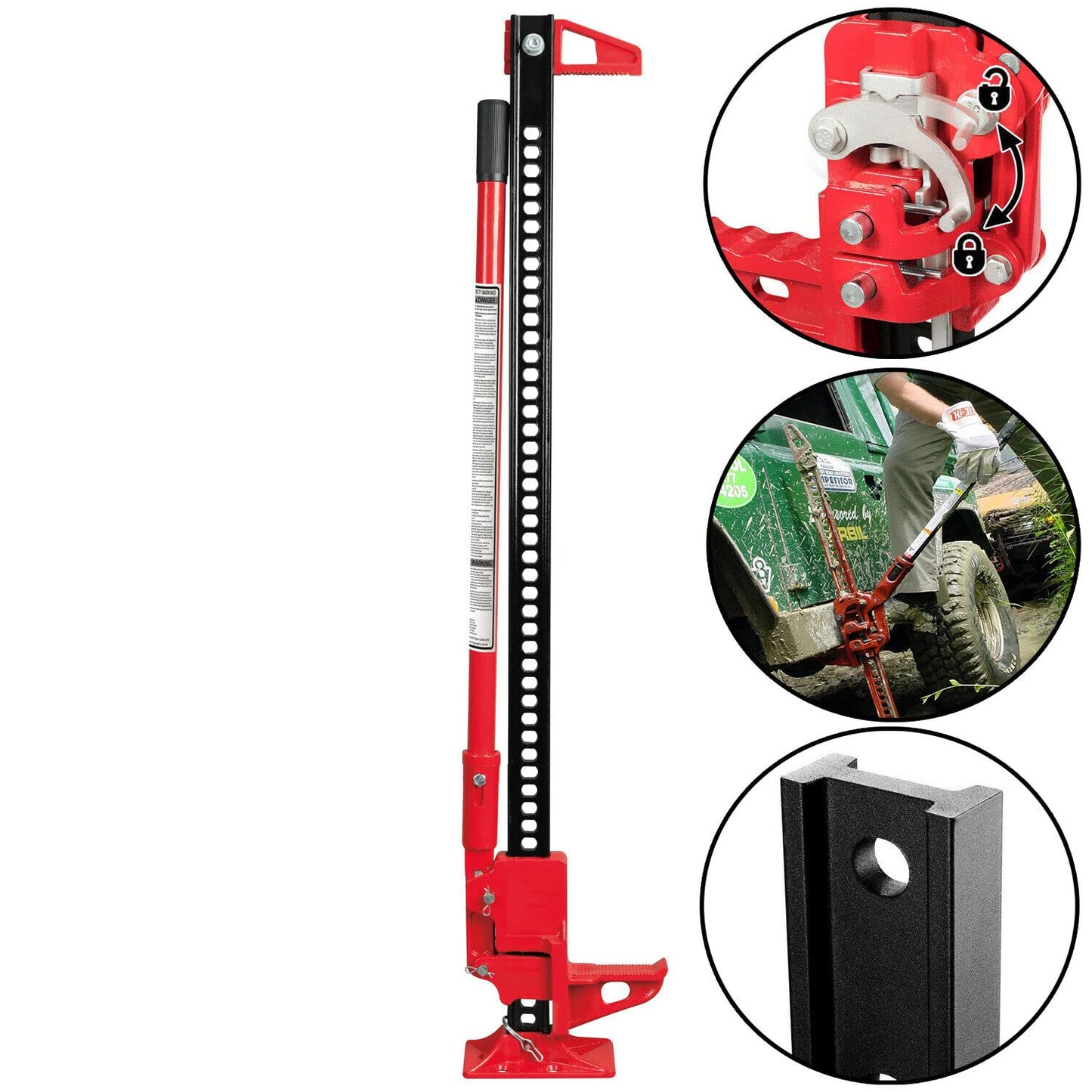 Gato de trinquete HI-Lift y Placas de traccion Todoterreno para desatascar Coche de Arena, Barro, Nieve (2 Piezas)