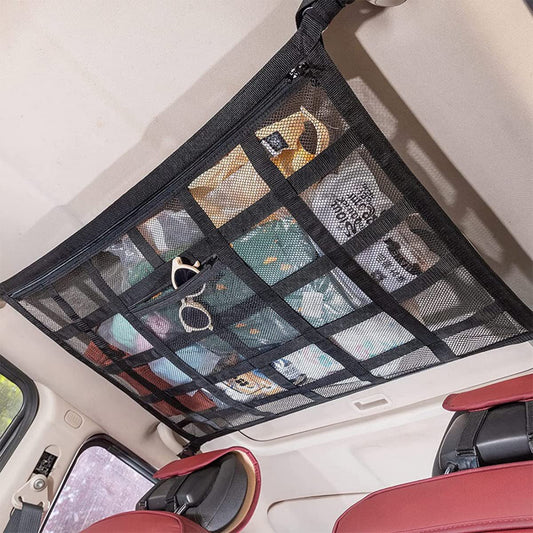 Red Almacenamiento Universal para Techo de Coche, Furgoneta Camper, Organizador de Cargo de Almacenaje, Poliéster, Negro (25,5 * 35,5in)