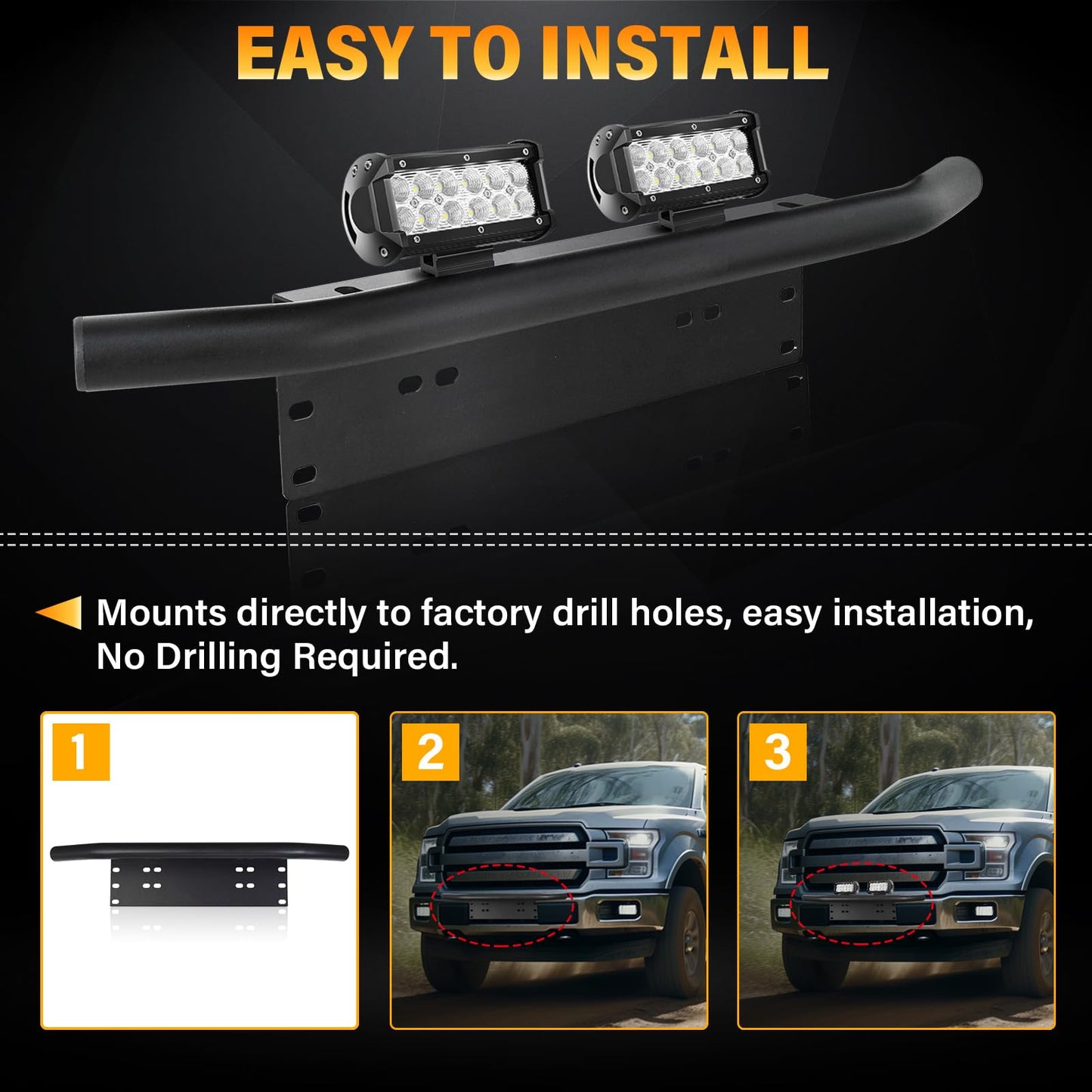 RIGIDON 2 Pcs 7 pulgadas 36W faro de trabajo led, Floodlight y 12V kit de cableado y soporte de matrícula y soporte de montaje para off road camión coche ATV SUV 4x4, Led trabajo luz inundacion