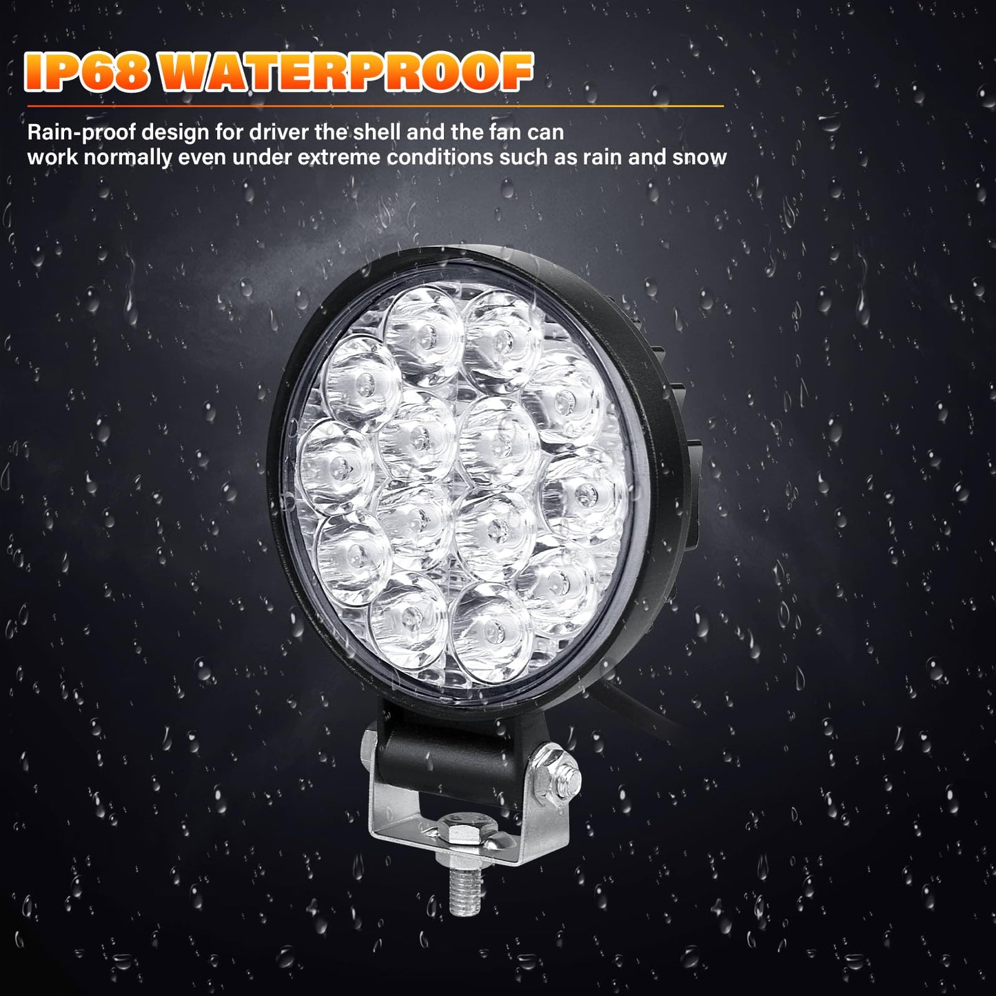 RIGIDON 2 Pcs Faro de trabajo redondos, 3.2 pulgadas mini 42W, Spot lámpara trabajo led para off road camión coche ATV 4x4 tractor moto, Exterior foco led 12v 24v spotlights faros antiniebla, 6000K