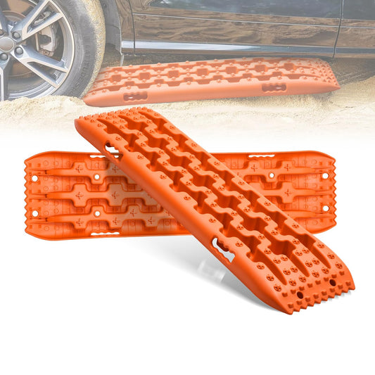 Tablero De Tracción Para Nieve Y Barro, 2 Piezas - Alta Resistencia 10 Toneladas, Diseño Antideslizante Con Clavos En Cruz Y Pentágono, Para Vehículos Todo Terreno | Negro, Rojo, Naranja