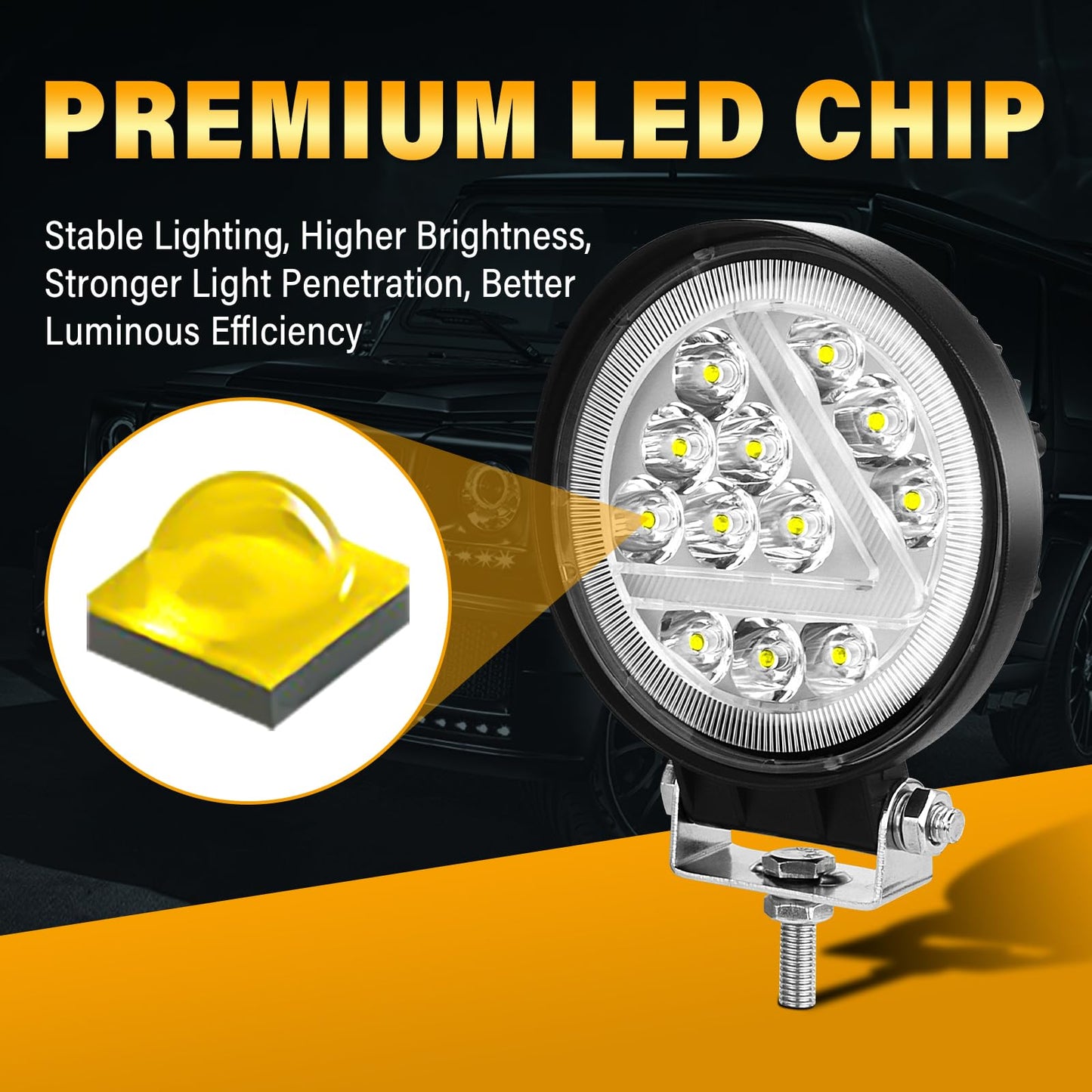 RIGIDON 2 Piezas 4 pulgadas 36W faro de trabajo redonda, largo alcance blanco y ámbar spot lámpara para off road camión coche ATV 4x4 tractor, foco led 12v 24v spotlights