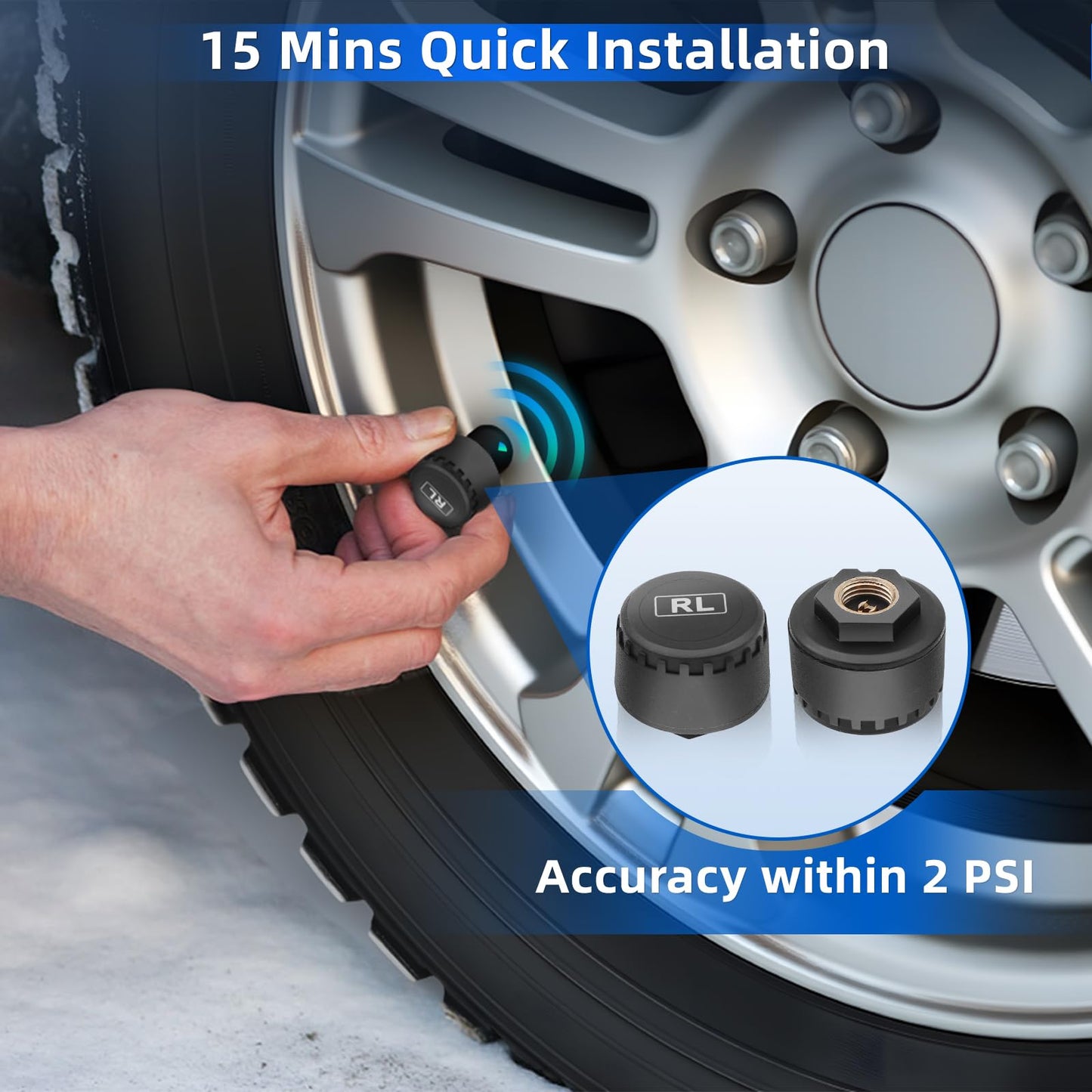 KAOLALI Sistema de monitoreo de presión de neumáticos TPMS Solar Wireless Monitor de presión de neumáticos con 4 sensores externos, visualización en tiempo real, presión de temperatura, 5 bares, carga