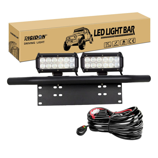 RIGIDON 2 Pcs 7 pulgadas 36W faro de trabajo led, Floodlight y 12V kit de cableado y soporte de matrícula y soporte de montaje para off road camión coche ATV SUV 4x4, Led trabajo luz inundacion