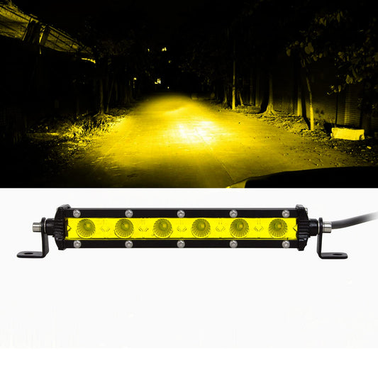 RIGIDON Amarillo Barra de luz led, 12V 24V 7 Pulgadas 30W floodlights, Unica Fila Barras Luminosas led para Off Road camión Coche ATV SUV 4x4 Todoterreno, luz inundacion , 3000k Faros antiniebla