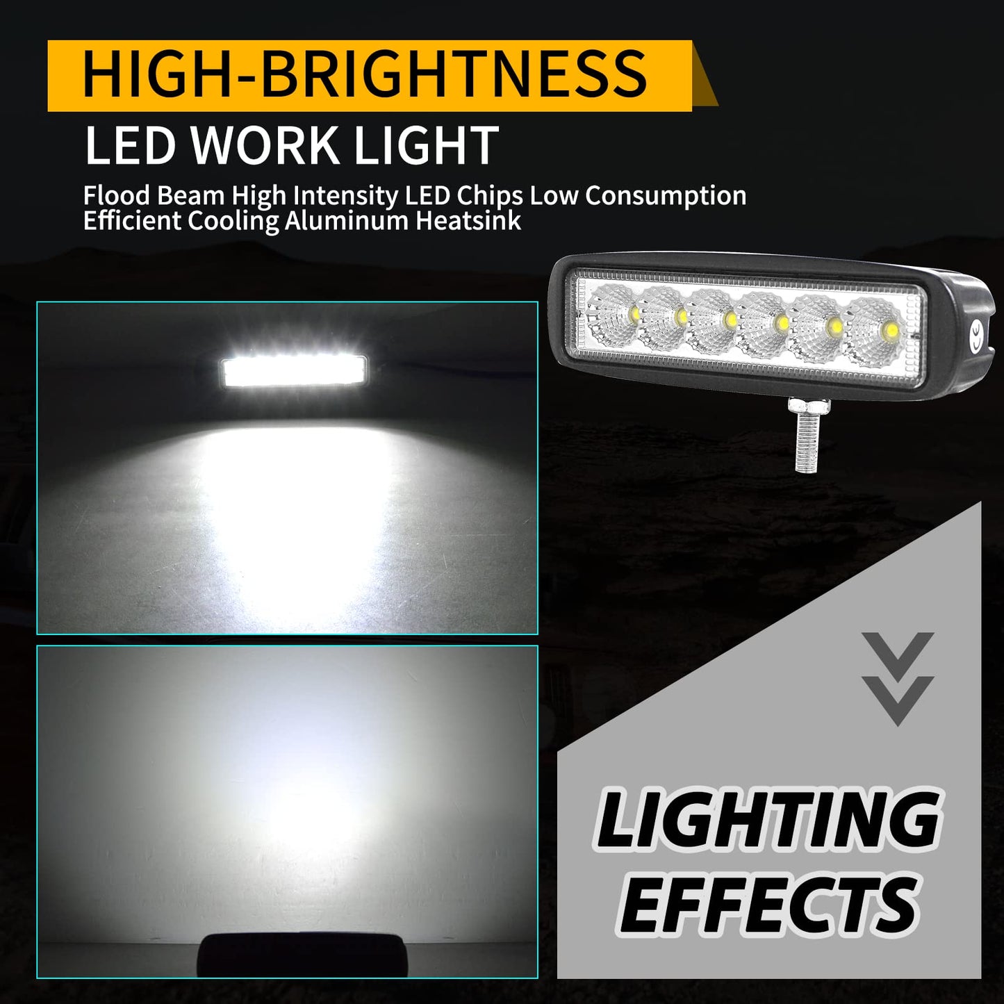 RIGIDON 10 Pcs Floodlight, 6 Pulgadas 18W, Flood lámpara Trabajo led para Off Road camión Coche ATV SUV 4x4 Tractor, 12v 24v Faros antiniebla, 6000K Blanco Barra de luz leds