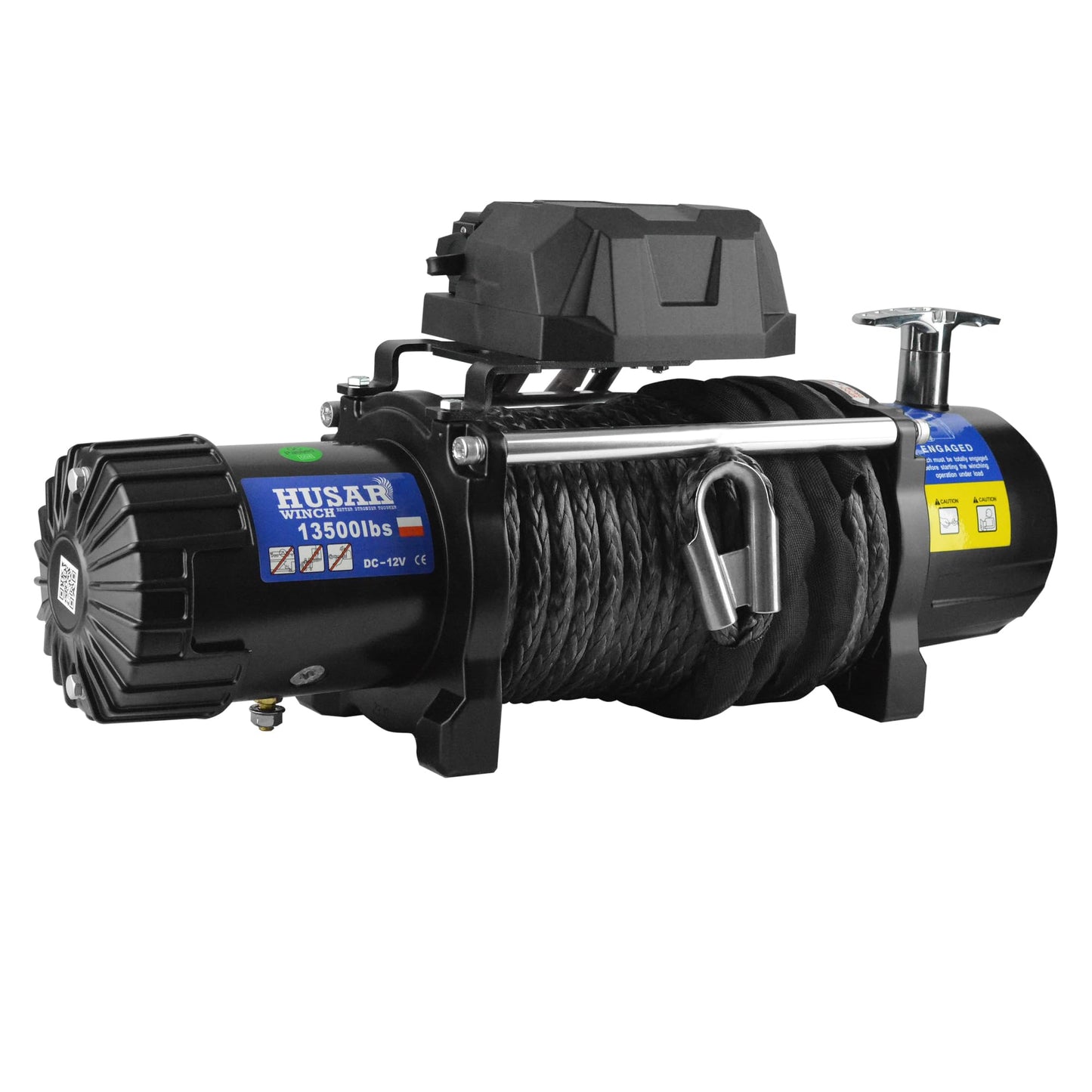 Husar Winch Cabrestante Eléctrico de 13500 lbs | 6124 kg, 12 V, Con Cuerda Sintética De 26 m, Control Inalámbrico, Transmisión Planetaria De 3 Etapas, Ideal Para Vehículos Todoterreno, Vehículos 4x4