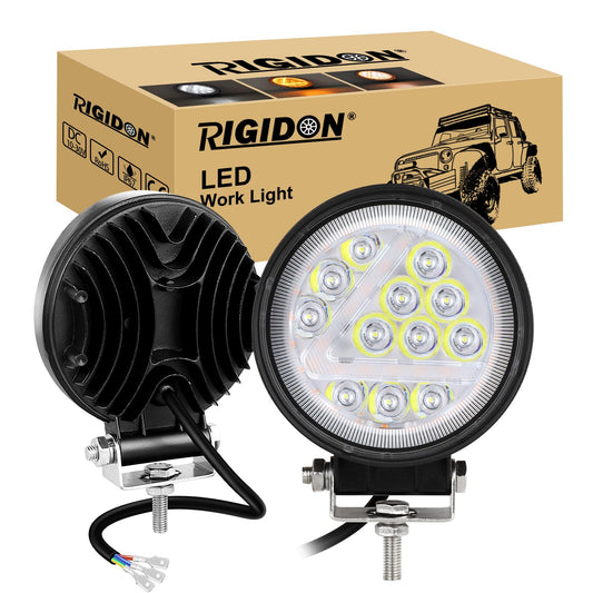 RIGIDON 2 Piezas 4 pulgadas 36W faro de trabajo redonda, largo alcance blanco y ámbar spot lámpara para off road camión coche ATV 4x4 tractor, foco led 12v 24v spotlights