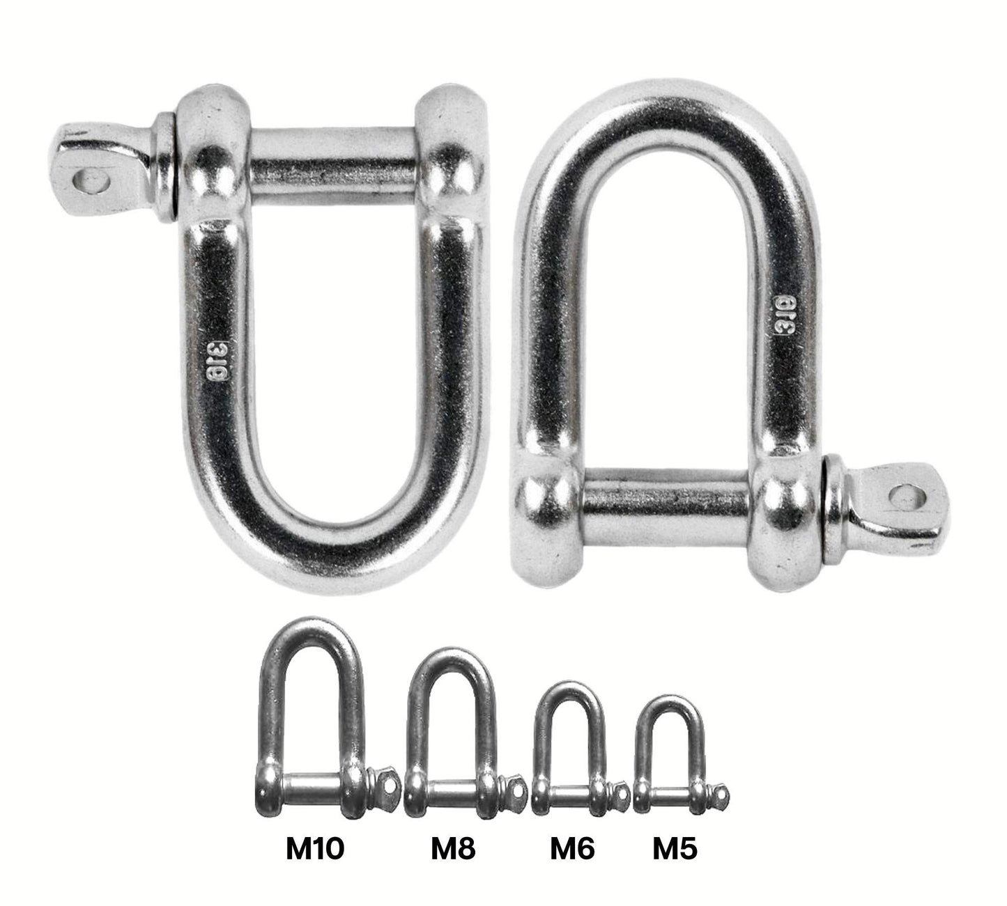 DOJA INDUSTRIAL | Grilletes de Acero Galvanizado M6 | PACK: 10 | GRILLETE de acero RECTOS para colgar saco de boxeo cables de acero cadena de acero | Grilletes 4x4 en D para cargas pesadas transporte
