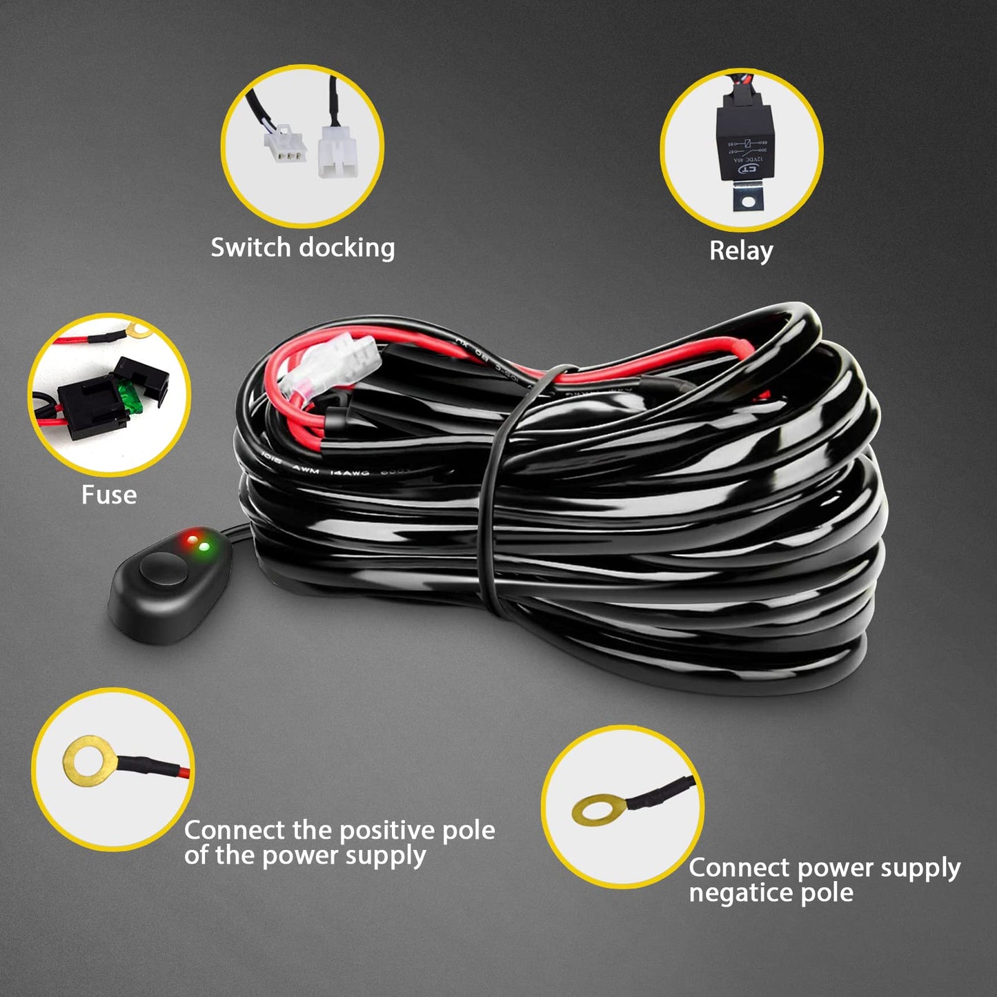RIGIDON 2 Pcs 7 pulgadas 36W faro de trabajo led, Floodlight y 12V kit de cableado y soporte de matrícula y soporte de montaje para off road camión coche ATV SUV 4x4, Led trabajo luz inundacion
