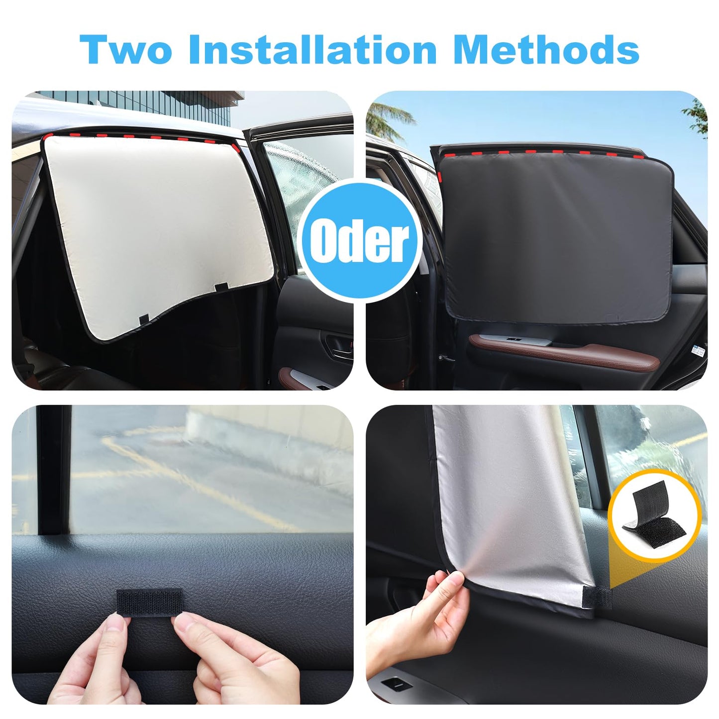 XCBYT Parasol Lateral Magnético 4 Unidades, Ventanas Traseras Coche, Protector Solar, Cortinas, Oscurecedor, Protección UV y Contra el Calor