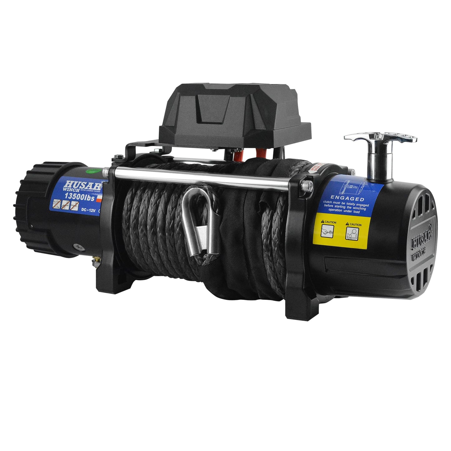 Husar Winch Cabrestante Eléctrico de 13500 lbs | 6124 kg, 12 V, Con Cuerda Sintética De 26 m, Control Inalámbrico, Transmisión Planetaria De 3 Etapas, Ideal Para Vehículos Todoterreno, Vehículos 4x4