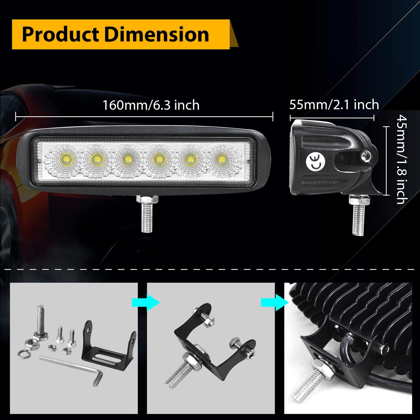 RIGIDON 10 Pcs Floodlight, 6 Pulgadas 18W, Flood lámpara Trabajo led para Off Road camión Coche ATV SUV 4x4 Tractor, 12v 24v Faros antiniebla, 6000K Blanco Barra de luz leds