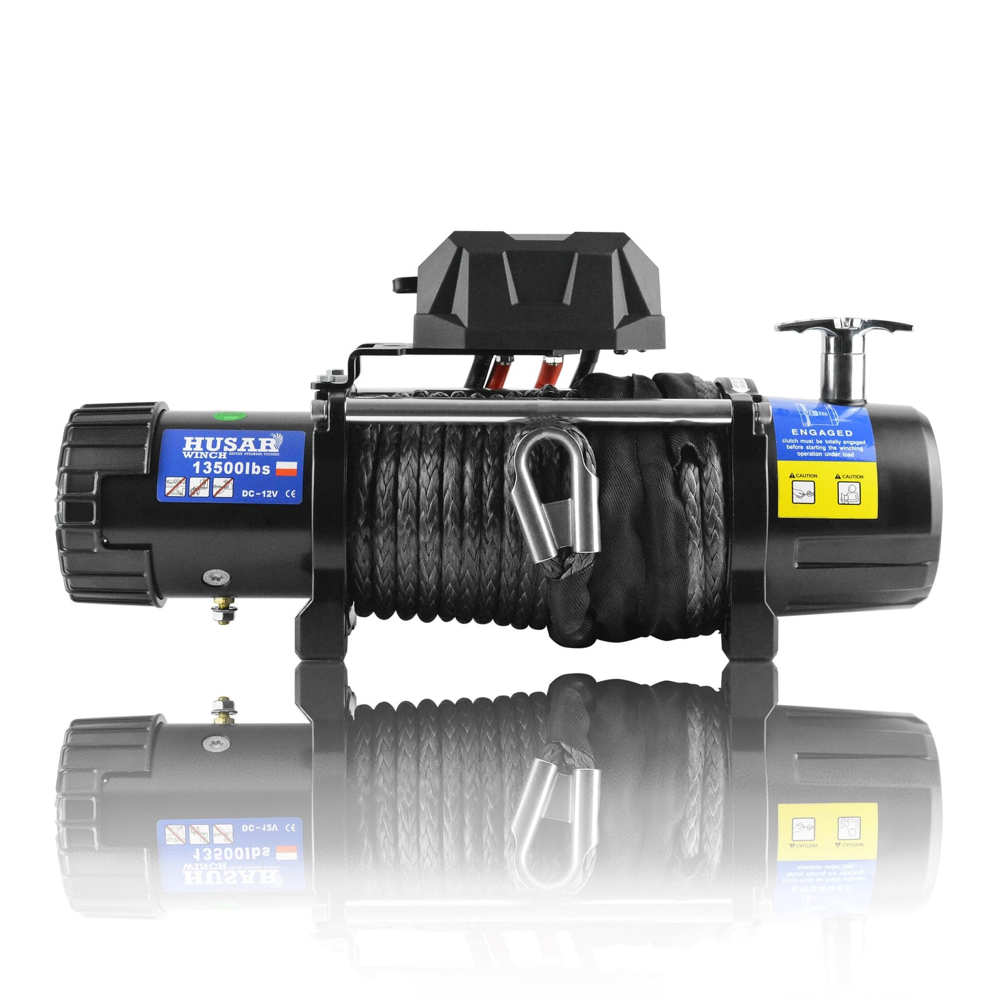 Husar Winch Cabrestante Eléctrico de 13500 lbs | 6124 kg, 12 V, Con Cuerda Sintética De 26 m, Control Inalámbrico, Transmisión Planetaria De 3 Etapas, Ideal Para Vehículos Todoterreno, Vehículos 4x4
