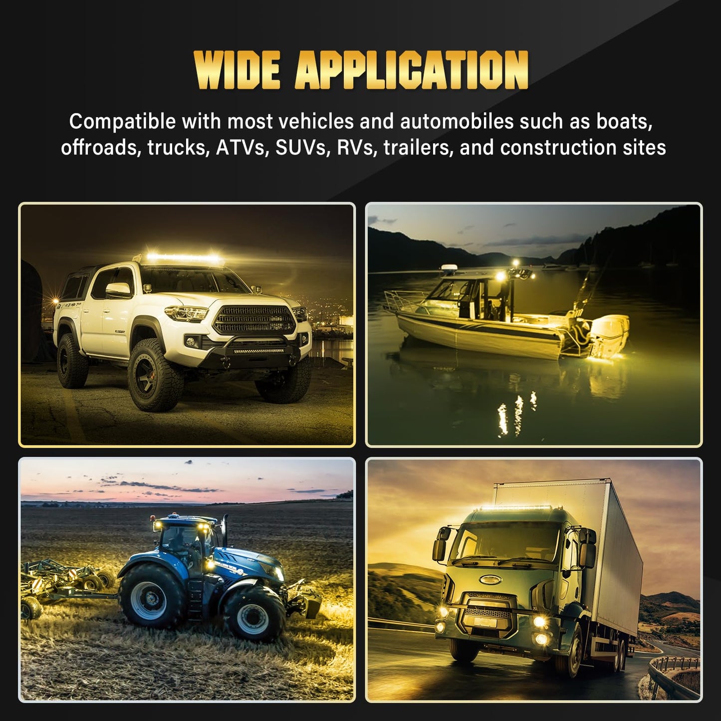 RIGIDON Amarillo barra de luz led, 12V 24V 25 pulgadas 120W, Unica fila delgado barras luminosas led para off road camión coche ATV SUV 4x4 todoterreno, 3000k faros antiniebla, flood spot combo