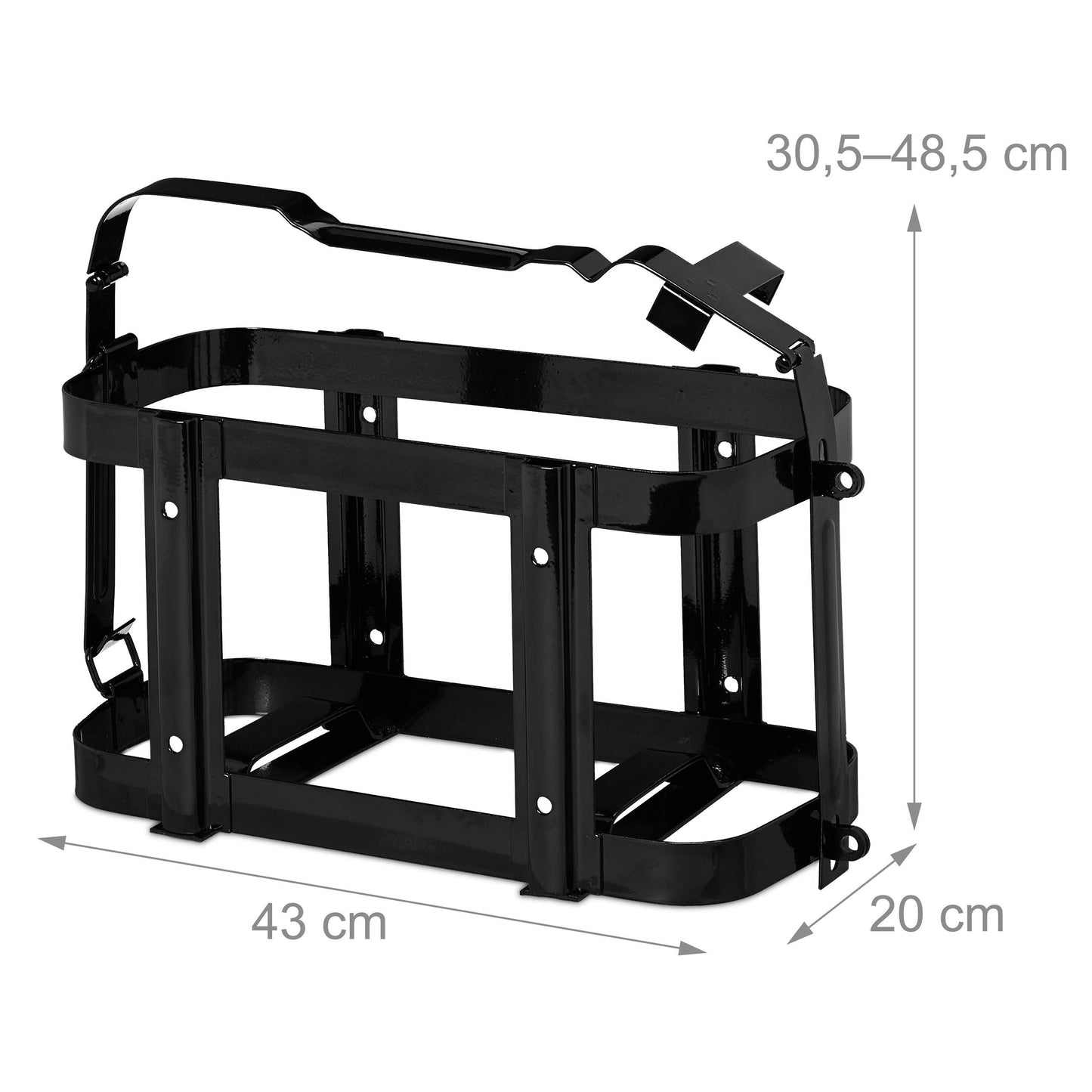 Relaxdays Soporte para bidón de Gasolina, para 10L & 20L, Depósito de Combustible, Marco, Metal, 1 Ud., Negro