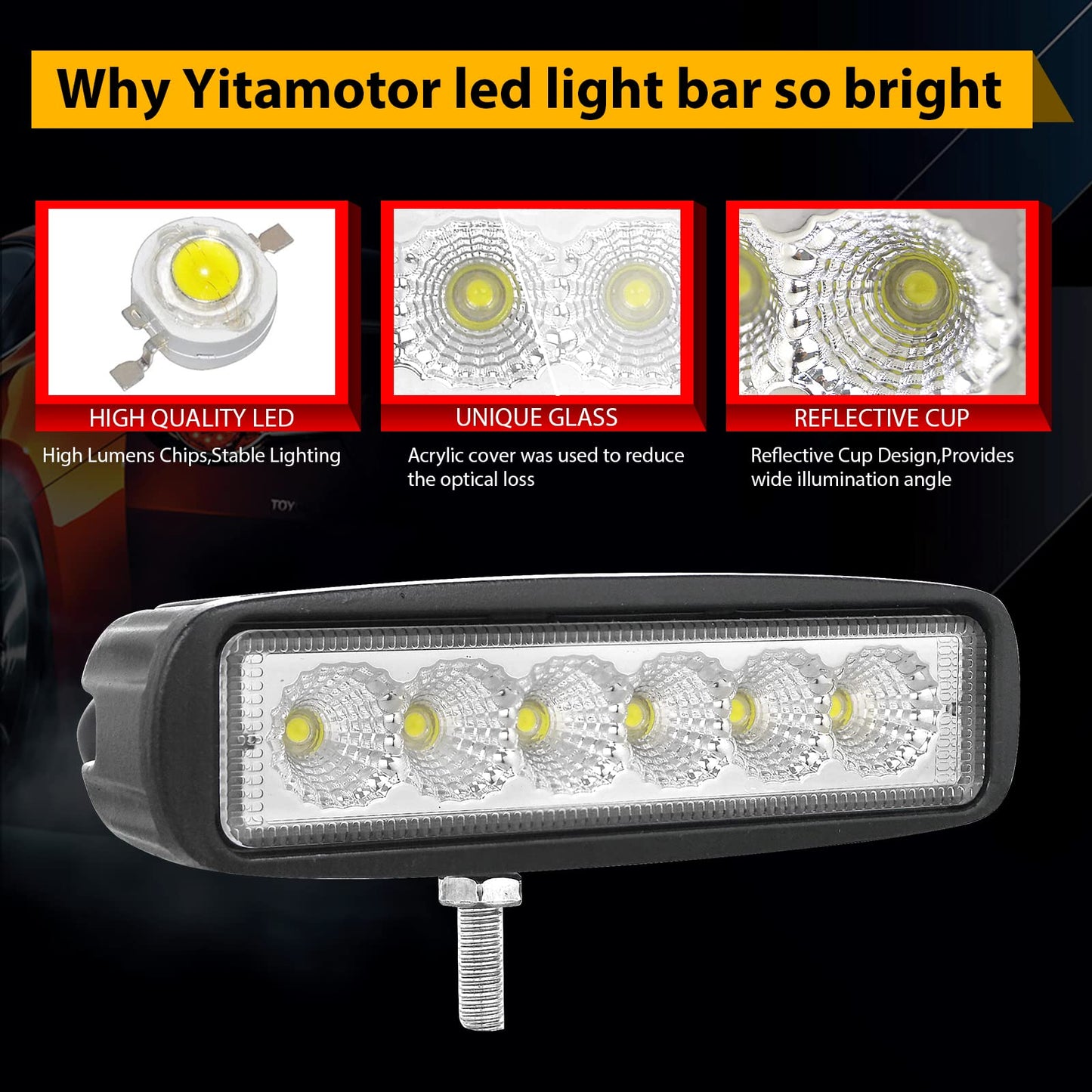 RIGIDON 10 Pcs Floodlight, 6 Pulgadas 18W, Flood lámpara Trabajo led para Off Road camión Coche ATV SUV 4x4 Tractor, 12v 24v Faros antiniebla, 6000K Blanco Barra de luz leds