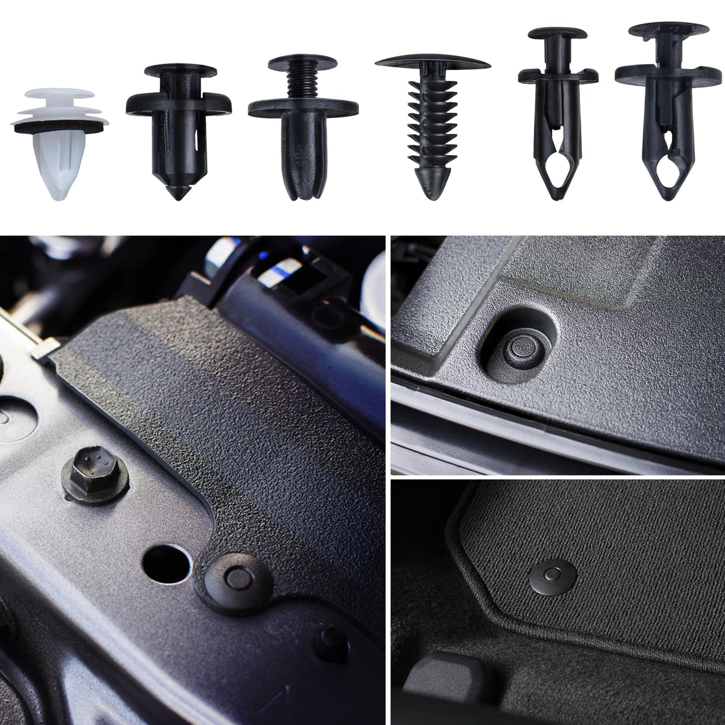 Preciva grapas coche surtido con remaches y clips, grapas para coche 150 unidades con 6 tipos, 5 saca grapas incluidos, grapas para coche, chinchetas techo coche, accesorios coche interior