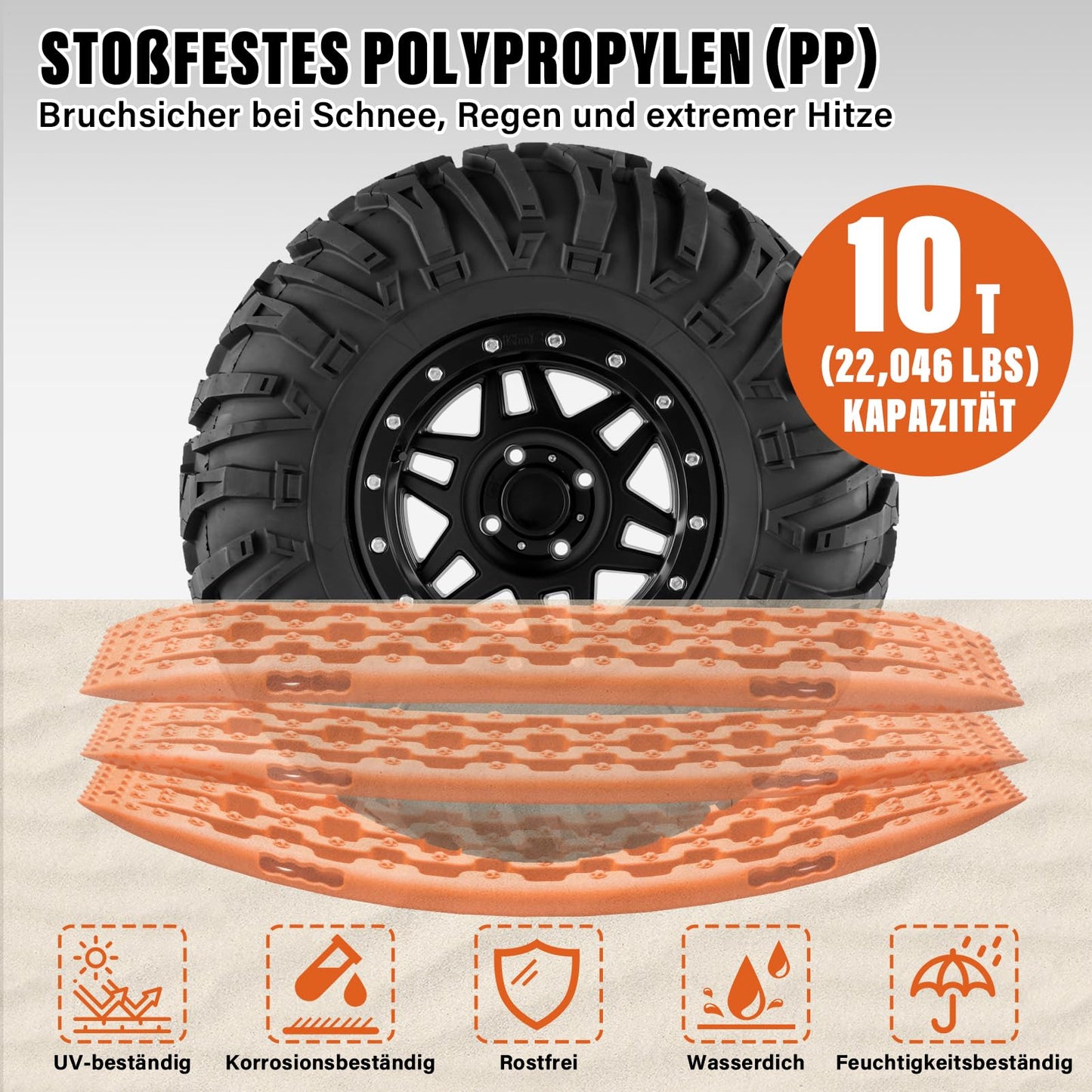 Tablero De Tracción Para Nieve Y Barro, 2 Piezas - Alta Resistencia 10 Toneladas, Diseño Antideslizante Con Clavos En Cruz Y Pentágono, Para Vehículos Todo Terreno | Negro, Rojo, Naranja