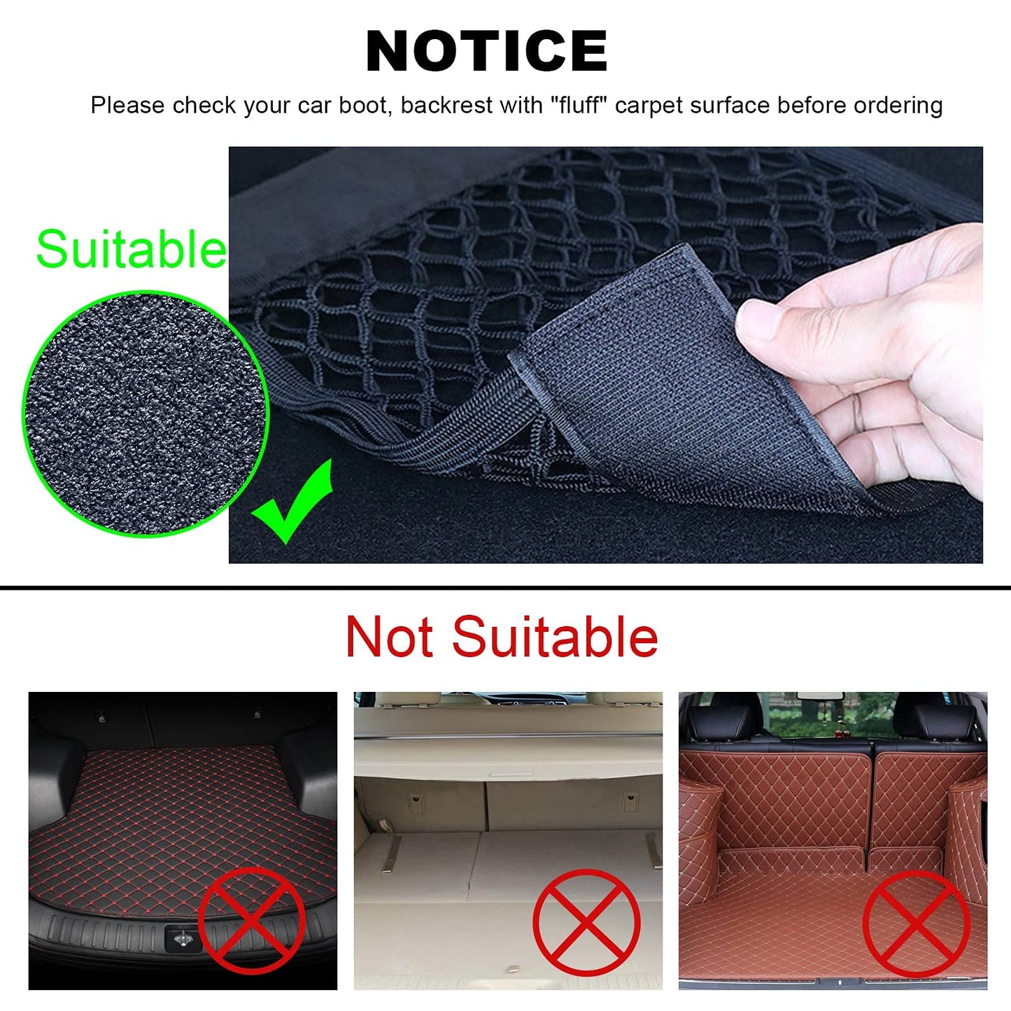 UIHOL Red de Bolso Coche, (4PCS 40×25cm) Organizador Maletero de Coche, Duradera Almacenamiento para Tronco Trunk Storage Net Malla de Vehículo Gran Capacidad Pocket Organizer con mágicas Pegatinas