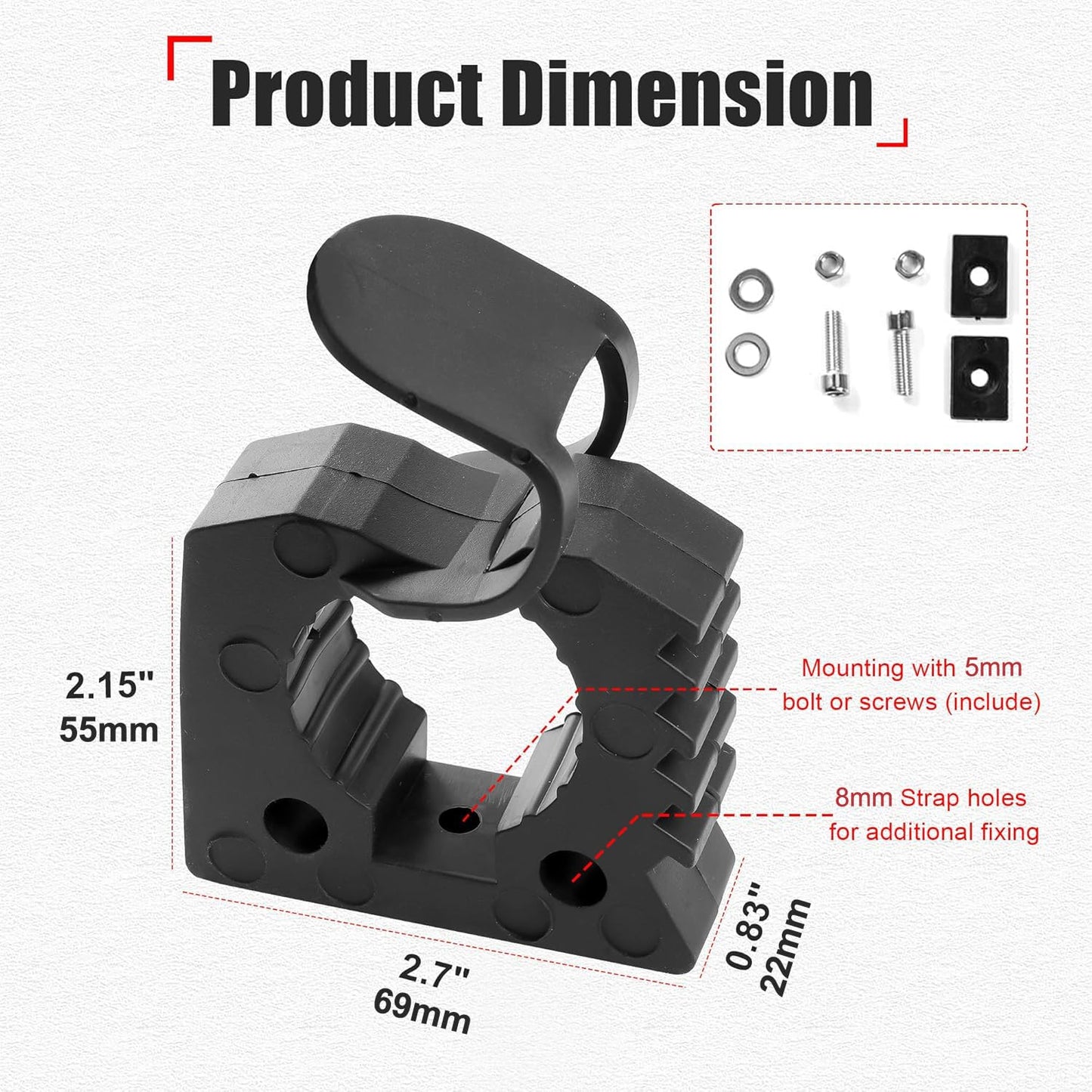 Greluma 2 piezas Soporte para pala, abrazadera de goma de liberación rápida, compatible con mangos de herramientas de 3 a 4 cm de diámetro para camiones, UTV, ATV, todoterrenos y 4x4.