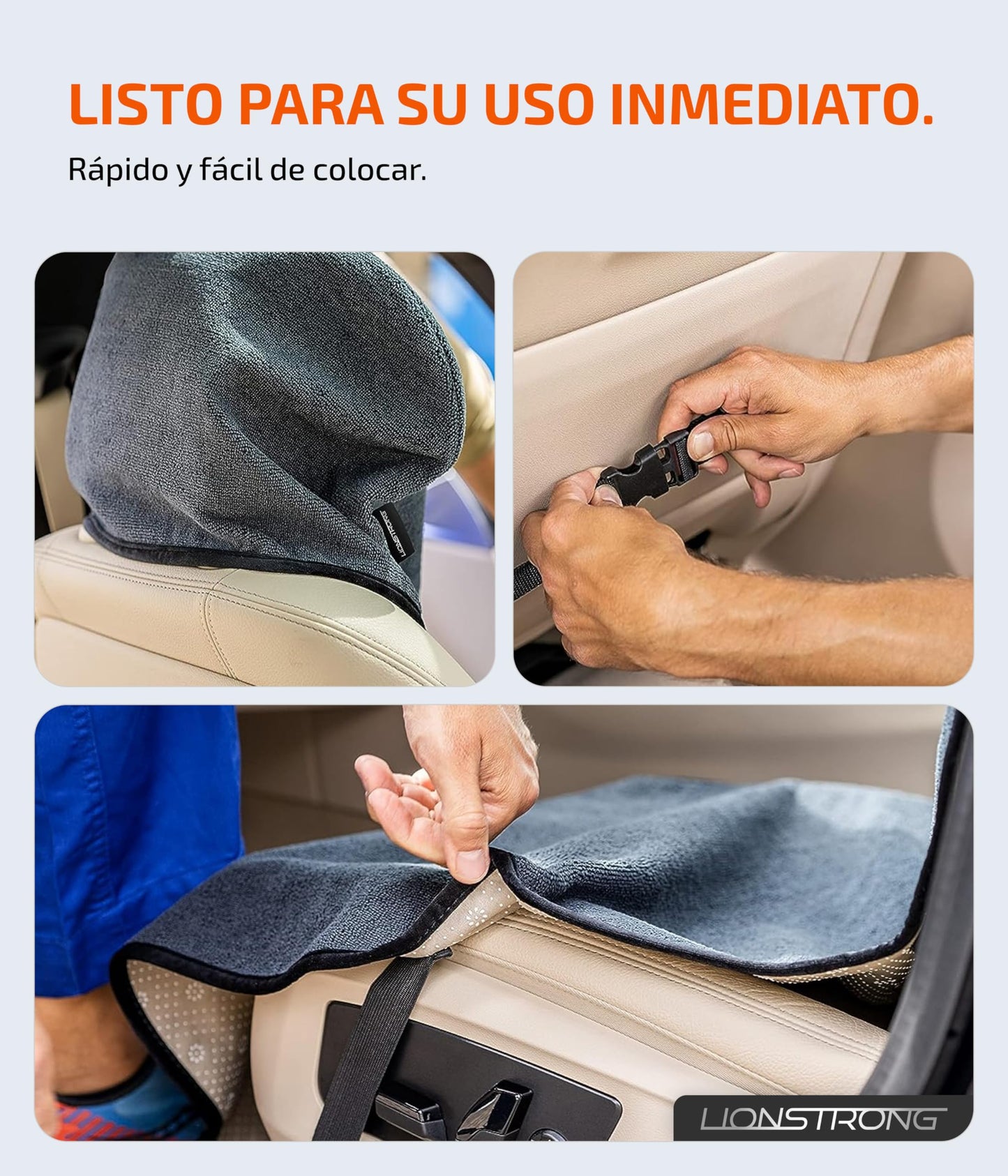 LIONSTRONG® Protector de Asiento Delantero Universal Compatible [Resistente al Agua] – Fundas para Asientos Delanteros – Fundas de Asiento de Coche - Microfibra